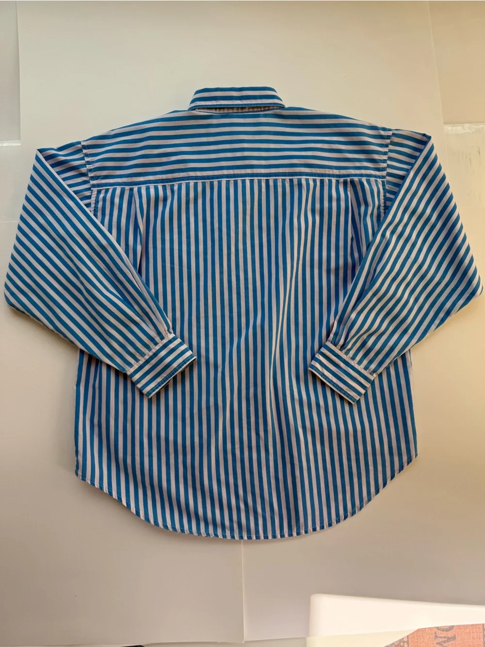 Vintage 90s Liz Thomas White & blue Striped Button Down Shirt with embroidery M - Picture 4 of 13